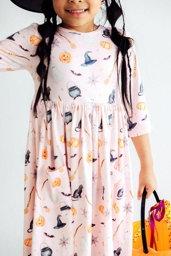 hey-boo-3-4-sleeve-pocket-twirl-dress Mila & Rose - Sophia's StyleTwirl Pocket Dress 3/4-1